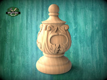 Load image into Gallery viewer, Decorative Antique Style Wooden Staircase Finial, Twisted cap, Staircase Newel Post Cap, Bed finials
