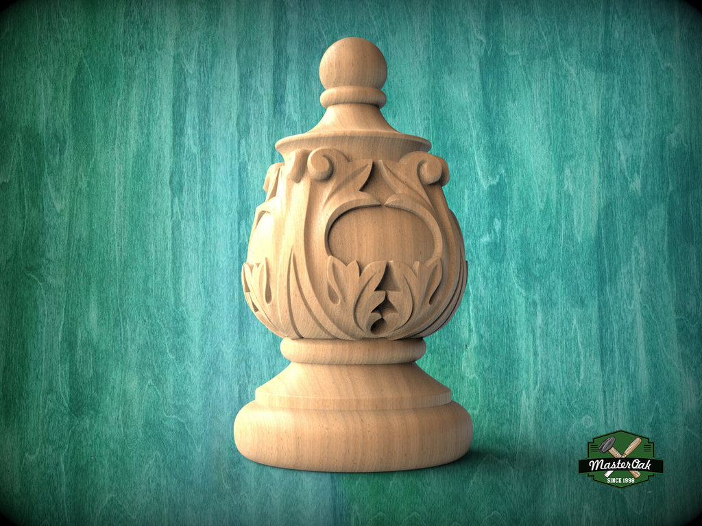 Decorative Antique Style Wooden Staircase Finial, Twisted cap, Staircase Newel Post Cap, Bed finials