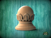 Load image into Gallery viewer, Wooden Carved Post Finials with round base, Staircase Newel Post Cap, Bed finials
