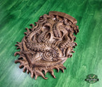 Skull and Octopus carved panel made of wood, wood wall art, carved skull of wood, wall decor carving, Santa Muerte, Dark Art