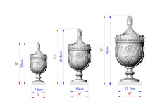 Load image into Gallery viewer, Stunning 18th Century English Urn in Wood, Carved Post Finials with square base, Staircase Newel Post Cap, Bed finials
