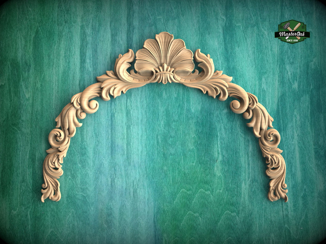 Wood Arch Wall Decor hardwood onlay, 1pc, Home Wall Embellishments, Furniture Carving, Wood Onlay