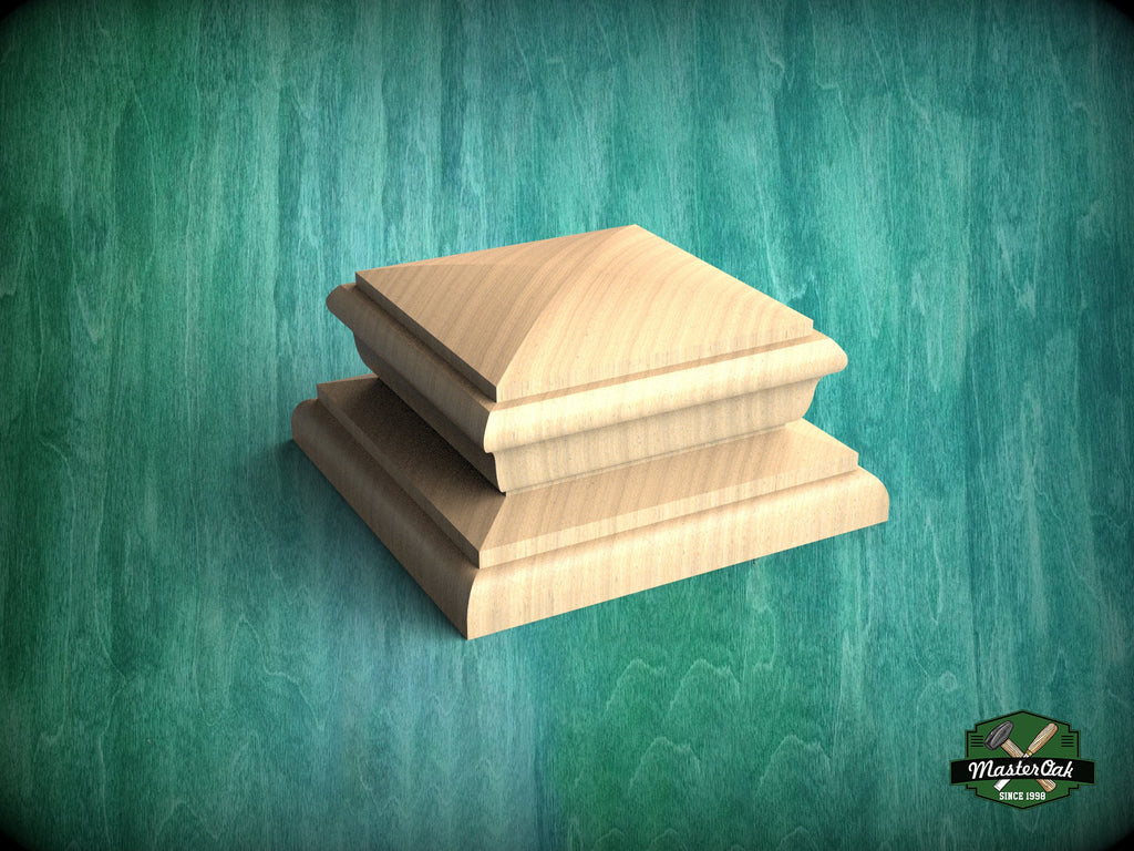 Square Staircase Newel Post Cap, Square Post Finials, Square bed cap
