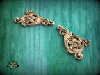 Corner Wooden Applique and Onlay for Furniture, Set of 2pc, decorative wood trim