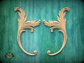 Acanthus Decorative Corner Onlays With Scrolls from wood, Set of 2pc, decorative wood trim