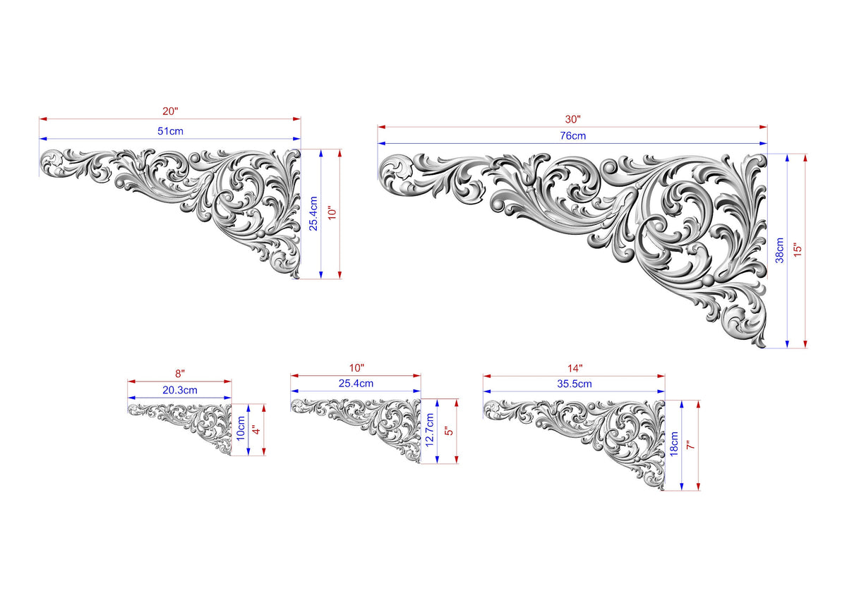 Art Nouveau decorative hardwood corner onlay, Set of 2pc, decorative wood trim, Hardwood Victorian corner onlays for doors