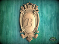 Personalized Antique wooden shield onlay, Unfinished, Decorative wooden baroque small cartouche applique