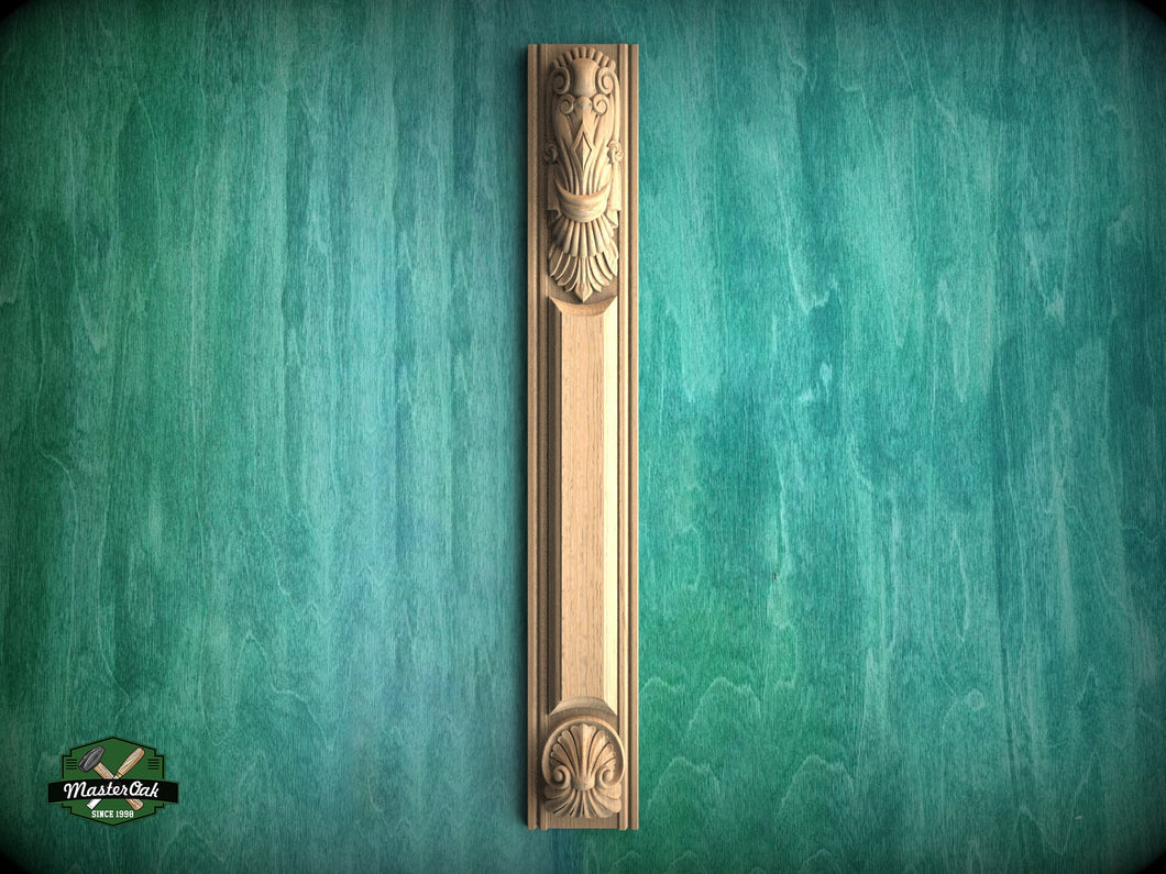 Carved pilaster od wood, Antique style decorative wooden pilaster, column classic flute ionic, Carved Wood Trim Post Pillars