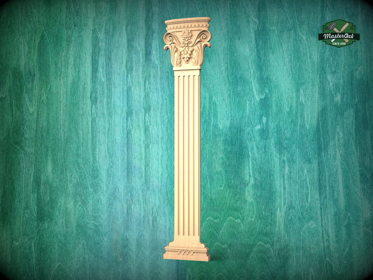 Classic pilaster of wood, Antique style decorative wooden pilaster, column classic flute ionic, Carved Wood Trim Post Pillars