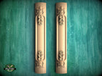 Handcrafted Carved floral style pilasters , Set 2pc, Pair of Carved Wood Trim Post Pillars