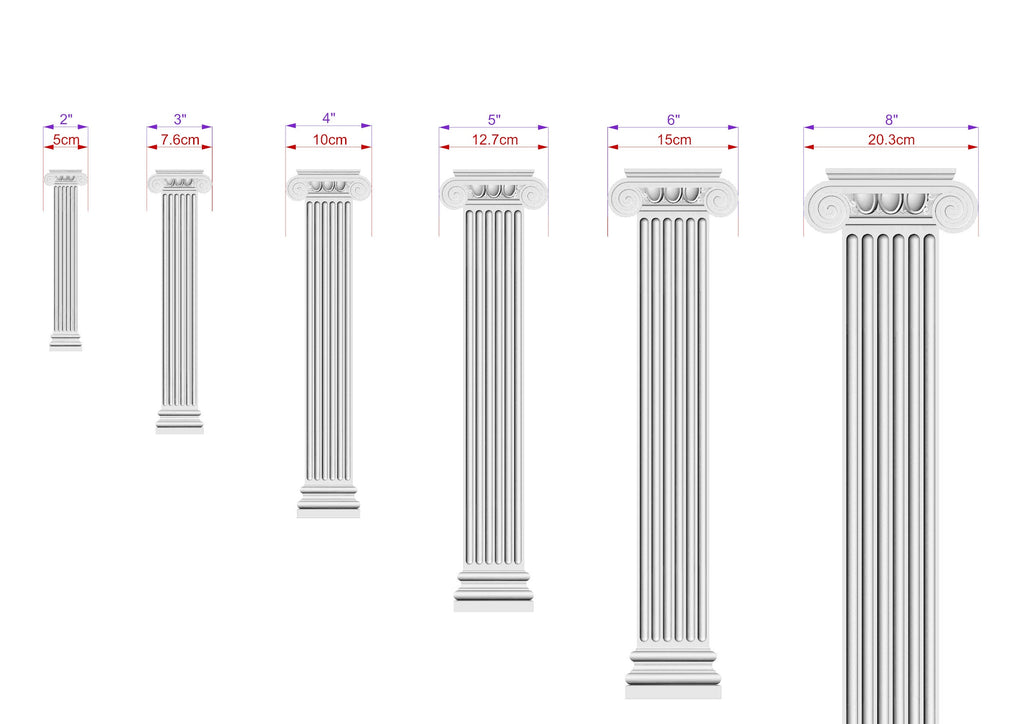 Classical wood ionic  pilaster, Unfinished, column classic flute ionic, Carved Wood Trim Post Pillars