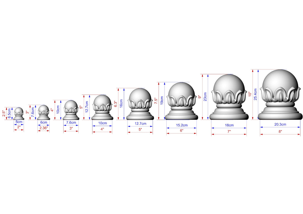Wooden Carved Post Finials with round base, Staircase Newel Post Cap, Bed finials