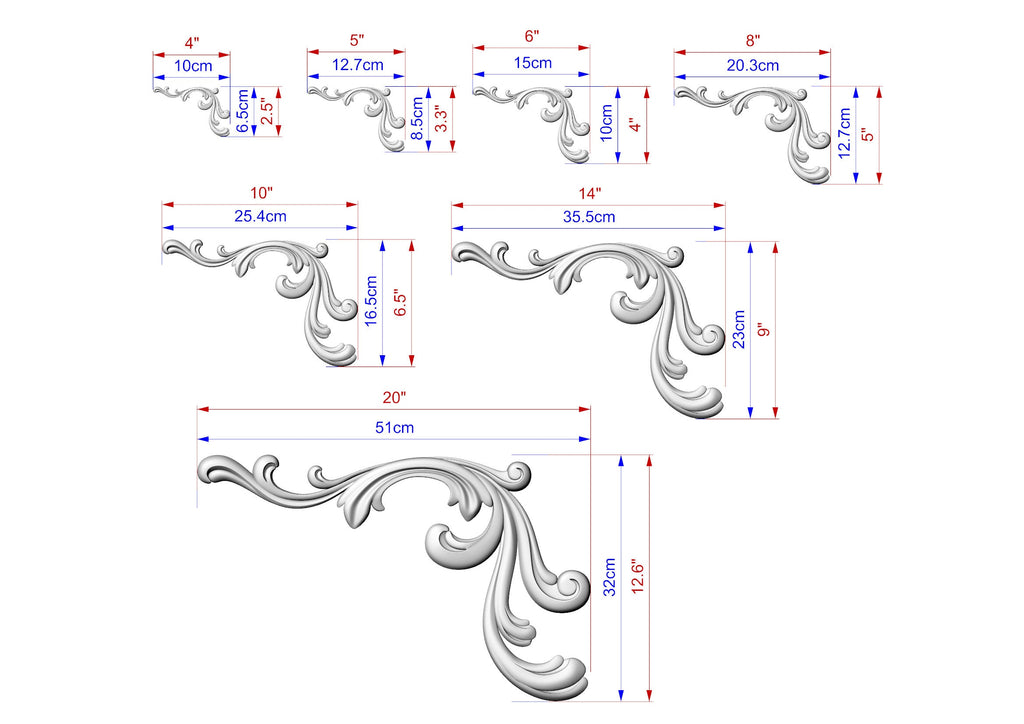 Decorative Corners of wood, Set of 2pc, decorative wood trim