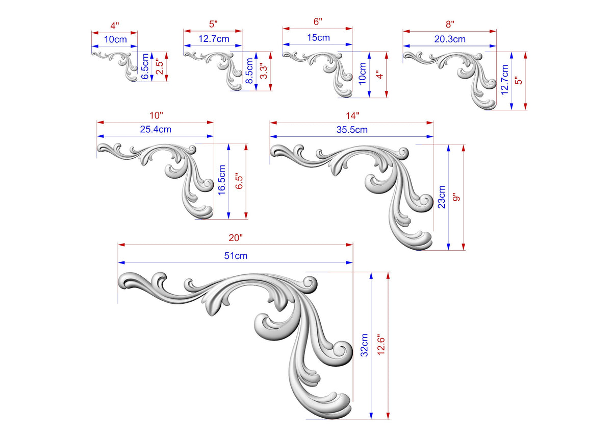 Decorative Corners of wood, Set of 2pc, decorative wood trim