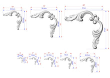 Load image into Gallery viewer, Classical-style hardwood acanthus cabinet onlays, Set of 4pc, decorative wood trim
