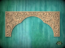 Load image into Gallery viewer, Antique style arched hardwood onlay, 1pc, Home Wall Embellishments, Furniture Carving, Wood Onlay
