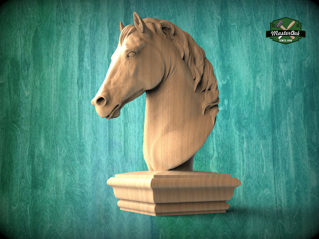 Horse Wooden Finial for Staircase Newel Post, Horse finial bed post, Horse statue of wood, Wooden Horse statue cap