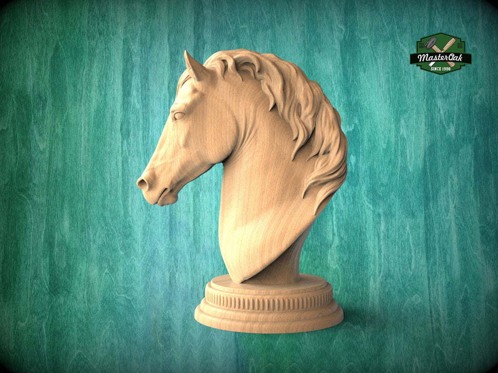 Chess Knight made of Wood, Horse bust of wood, Horse statue of wood, Wooden Horse statue cap