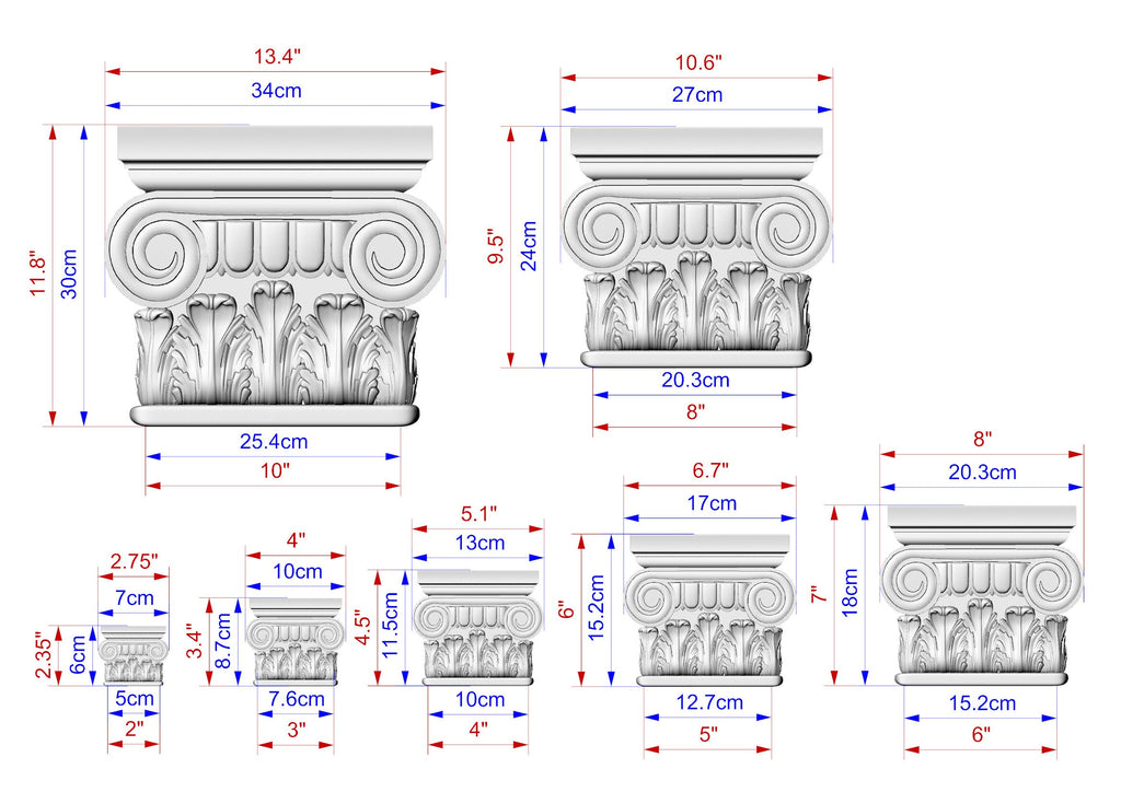 Neoclassical-style wood capital with acanthus leaves, Carved Wooden Capital, 1 piece, unpainted