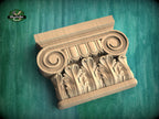 Neoclassical-style wood capital with acanthus leaves, Carved Wooden Capital, 1 piece, unpainted