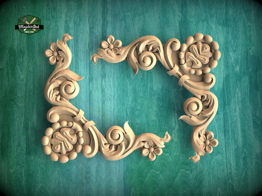 Carved Wood Corners made of wood, Set of 2pc, decorative wood, Classical-style hardwood acanthus cabinet onlays