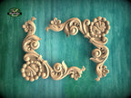 Carved Wood Corners made of wood, Set of 2pc, decorative wood, Classical-style hardwood acanthus cabinet onlays
