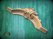Load image into Gallery viewer, Carved Arched element of wood, 1pc, Home Wall Embellishments, Furniture Carving, Wood Onlay
