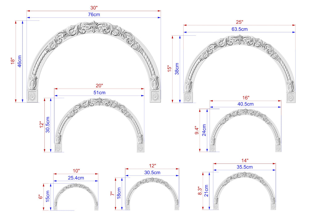 Carved Wood Arch - acanthus leaf, 1pc, Home Wall Embellishments, Furniture Carving, Wood Onlay