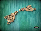 Corner Wooden Applique and Onlay for Furniture, Set of 2pc, decorative wood trim