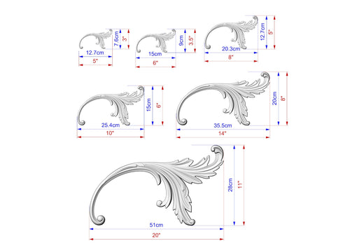 Acanthus Decorative Corner Onlays With Scrolls from wood, Set of 2pc, decorative wood trim