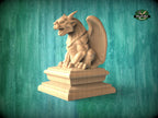 Gargoyle wooden statue, small Gothic Imp, Gargoyle finial bed post, Gargoyle statue of wood, Wooden Gargoyle statue cap