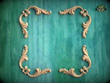 Load image into Gallery viewer, Classical-style hardwood acanthus cabinet onlays, Set of 4pc, decorative wood trim
