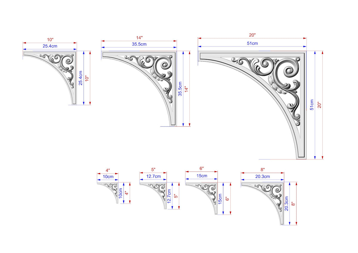 Arched Wood Carving (pair) made of wood, Set of 2pc, decorative wood, Classical-style hardwood acanthus cabinet onlays