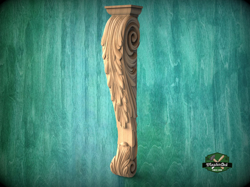 Long Carved Corbel of hardwood For Interior Decoration, Unpainted, Home Wall Embellishments, wood onlays, wood wall art decor