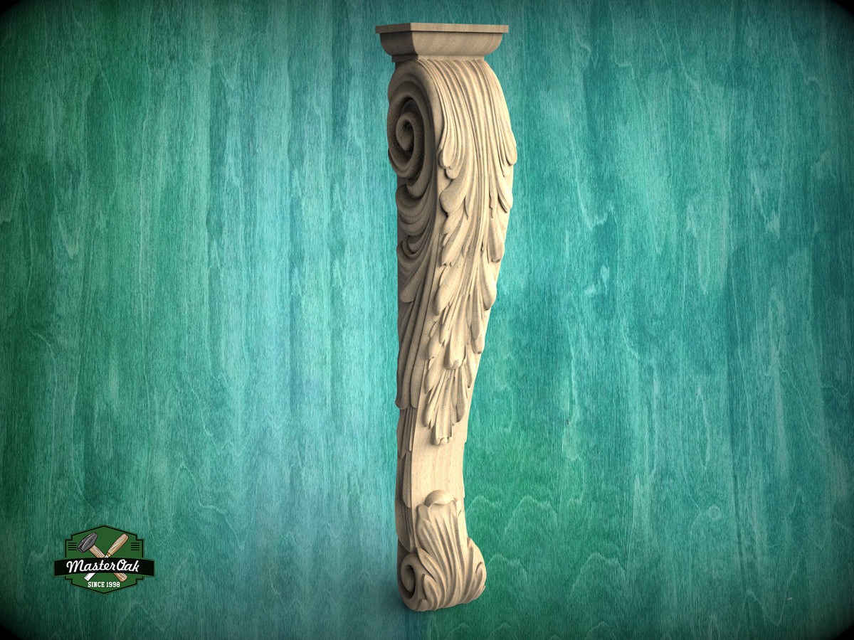 Long Carved Corbel of hardwood For Interior Decoration, Unpainted, Home Wall Embellishments, wood onlays, wood wall art decor