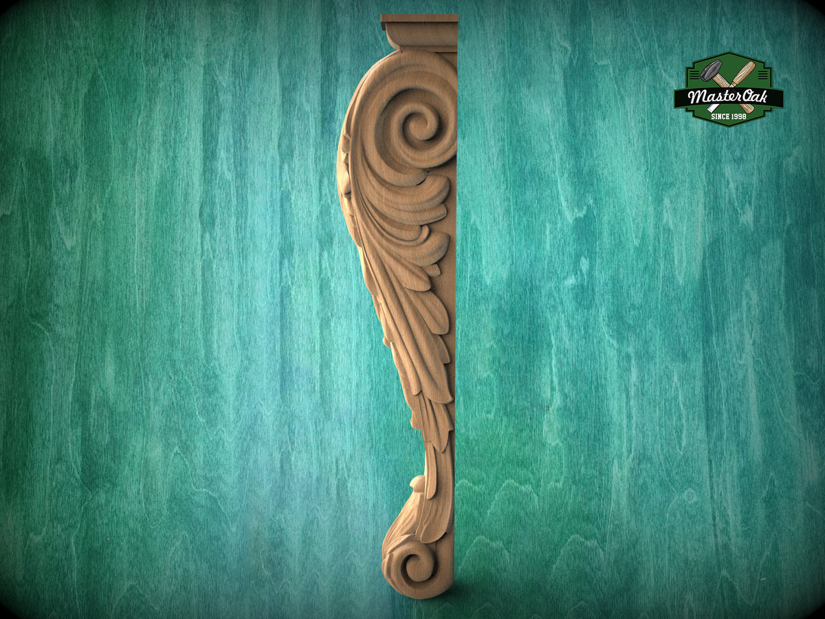 Long Carved Corbel of hardwood For Interior Decoration, Unpainted, Home Wall Embellishments, wood onlays, wood wall art decor