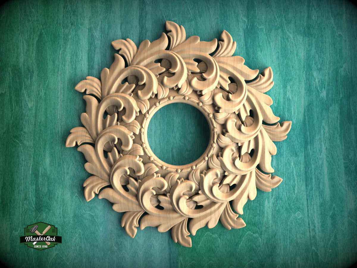 Round Chandelier Applique Rosette Onlay Detailed Acanthus Ornamentation