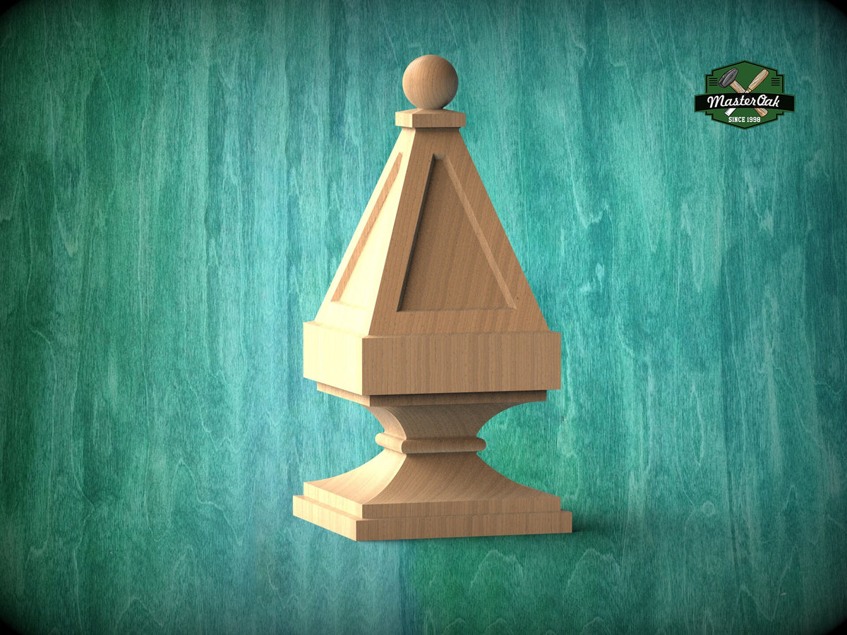 Triangular Ball Top Finial, Simple Square Top Finial, Staircase Newel Post Cap, Bed finials square