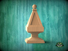 Load image into Gallery viewer, Triangular Ball Top Finial, Simple Square Top Finial, Staircase Newel Post Cap, Bed finials square
