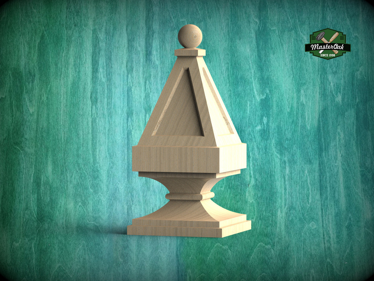 Triangular Ball Top Finial, Simple Square Top Finial, Staircase Newel Post Cap, Bed finials square