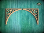 Arched Wood Carving (pair) made of wood, Set of 2pc, decorative wood, Classical-style hardwood acanthus cabinet onlays