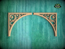 Load image into Gallery viewer, Arched Wood Carving (pair) made of wood, Set of 2pc, decorative wood, Classical-style hardwood acanthus cabinet onlays
