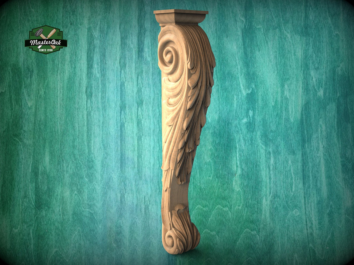 Long Carved Corbel of hardwood For Interior Decoration, Unpainted, Home Wall Embellishments, wood onlays, wood wall art decor