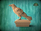 Raven Wooden Finial for Staircase Newel Post #1, Crow finial bed post, Corbie statue of wood, Decorative Newel Post Cap Bird Face