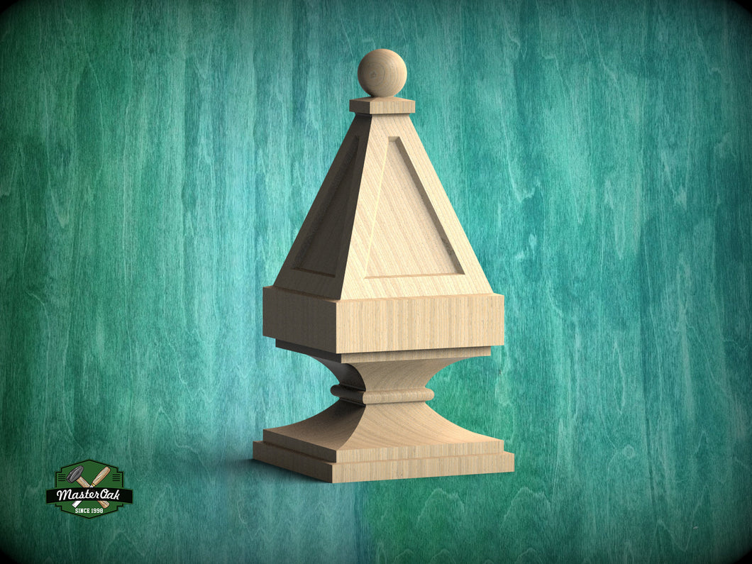 Triangular Ball Top Finial, Simple Square Top Finial, Staircase Newel Post Cap, Bed finials square