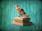 Raven Wooden Finial for Staircase Newel Post #2, Crow finial bed post, Corbie statue of wood, Decorative Newel Post Cap Bird Face