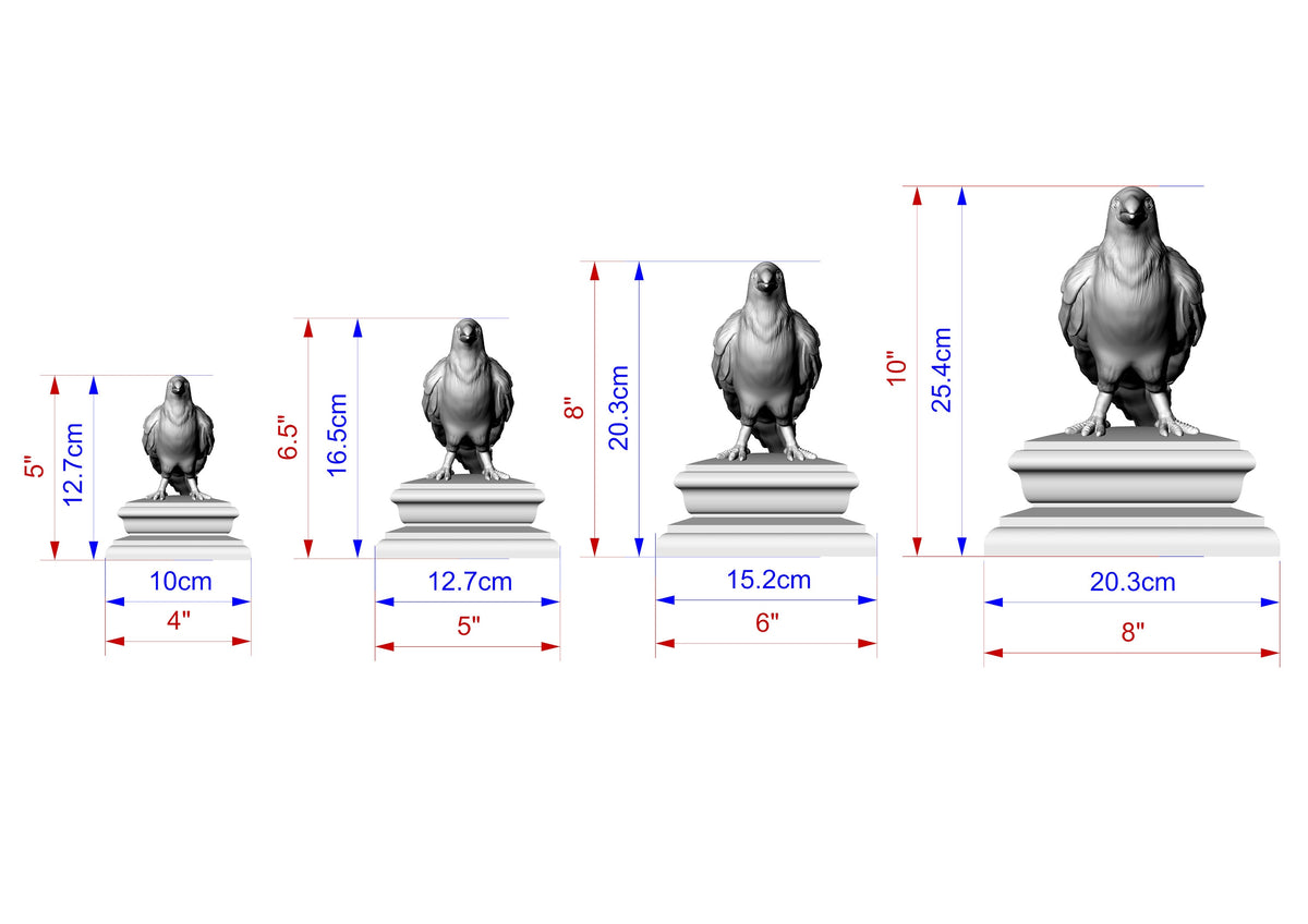 Raven Wooden Finial for Staircase Newel Post #2, Crow finial bed post, Corbie statue of wood, Decorative Newel Post Cap Bird Face