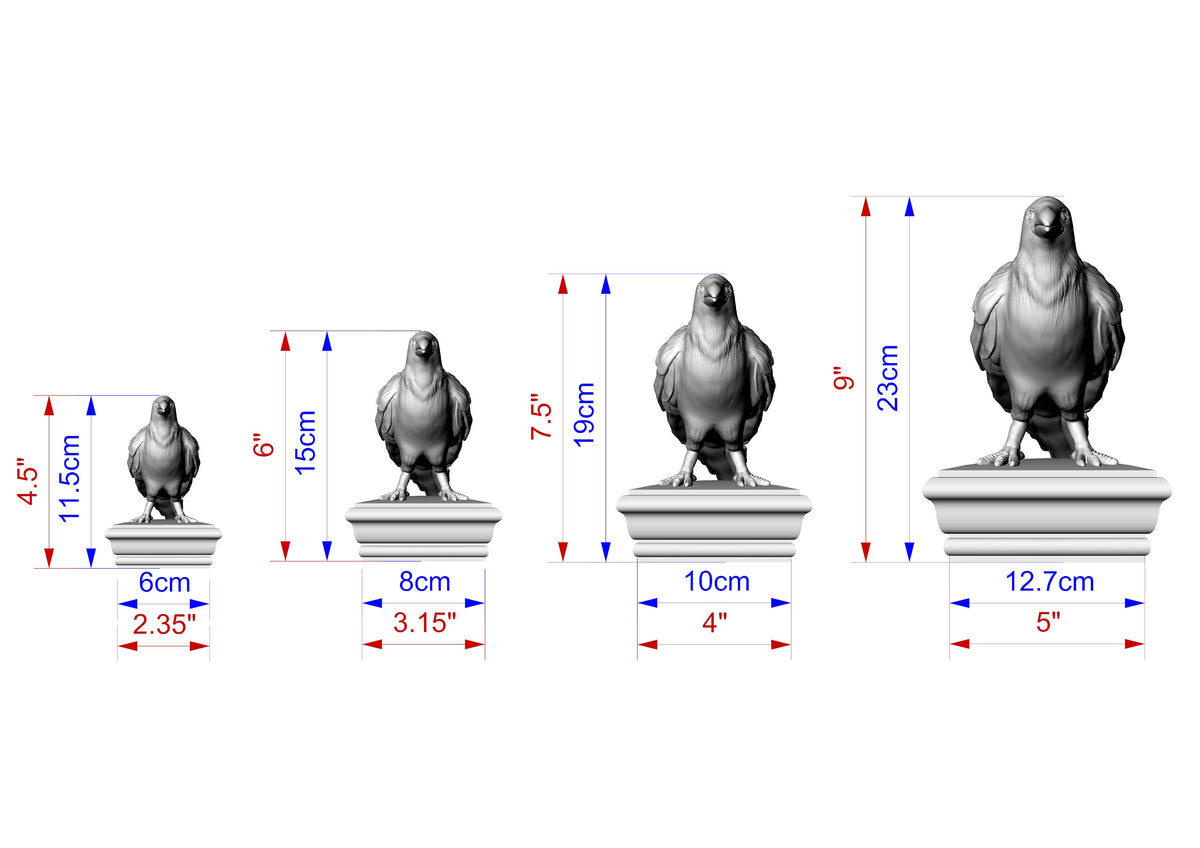 Raven Wooden Finial for Staircase Newel Post #1, Crow finial bed post, Corbie statue of wood, Decorative Newel Post Cap Bird Face