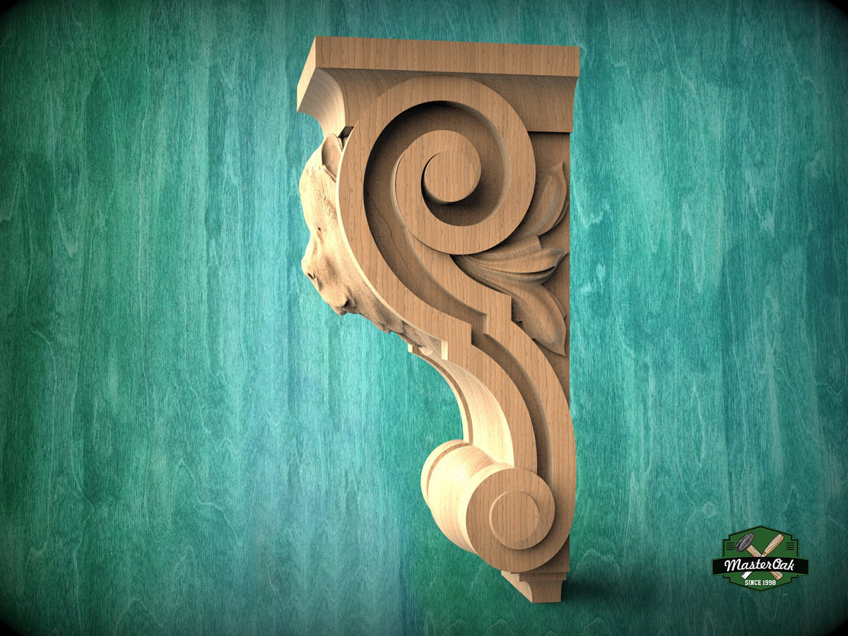 Corbel Kind Bear made of wood, Unpainted, Decorative Carved Wooden Corbel, 1pc, Home Wall Embellishments, wood onlays, wood wall art decor