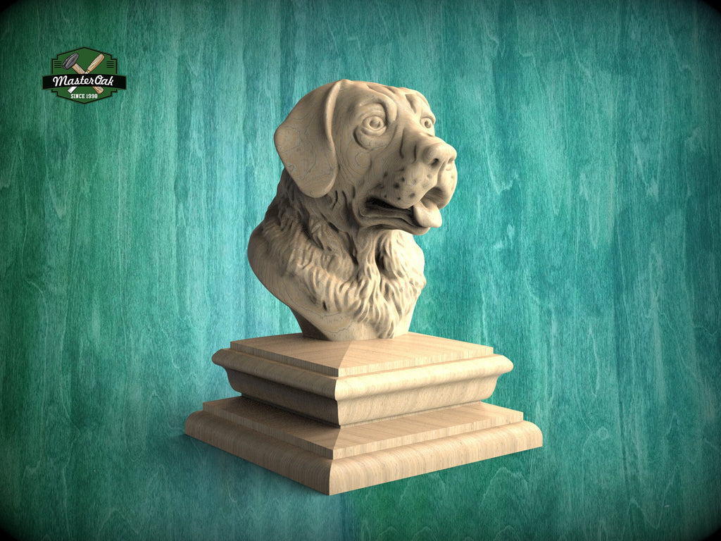 Labrador Statue #1 made of wood, Labrador Wooden Finial for Staircase Newel Post, Labrador finial bed post, Labrador statue of wood